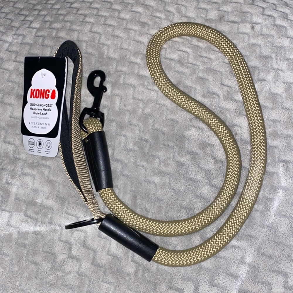 🐶 Kong 4ft Tan Neoprene Handle Rope Dog Leash Collar Harness Pet Pets Ultra NWT
